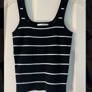 carly jean black and white striped tank